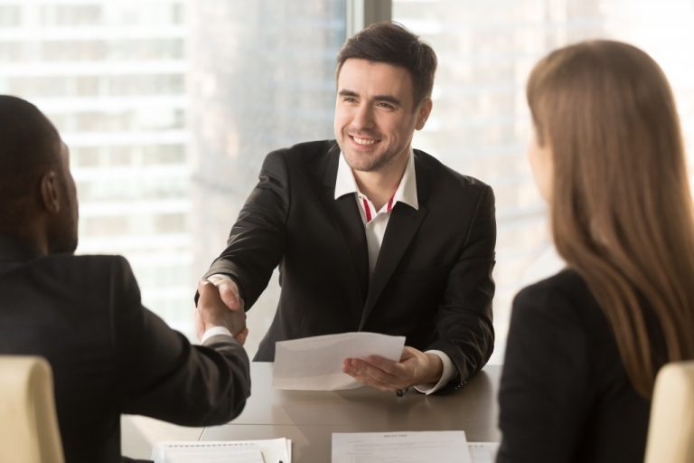 businessman shaking hands with his client