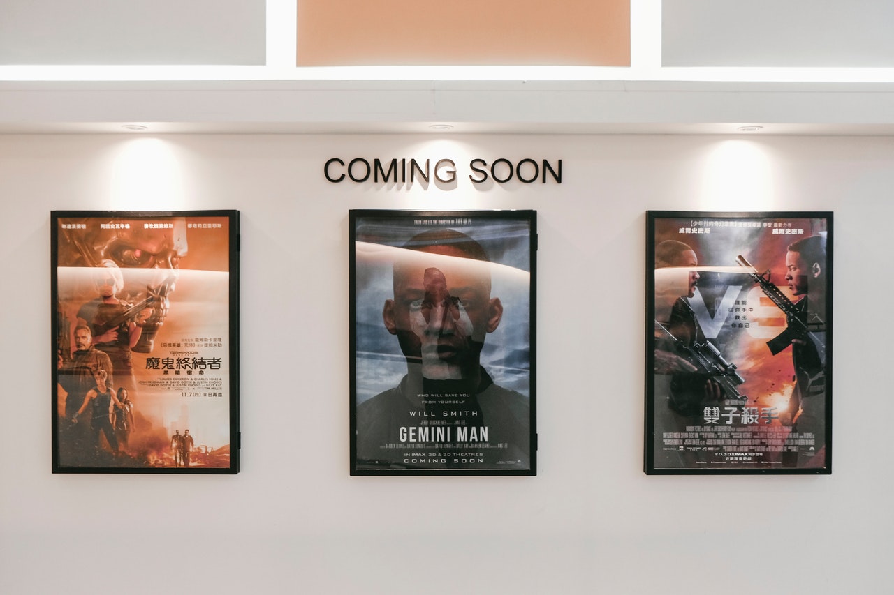 movie posters at a theater